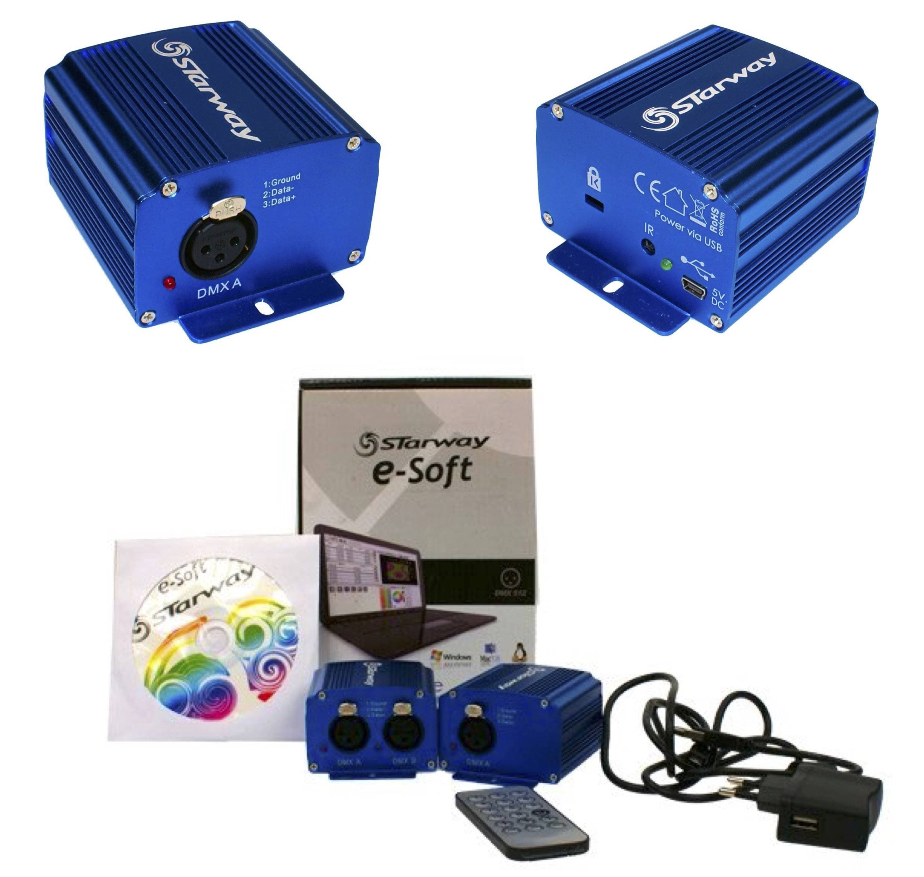 STARWAY E-BOX 512 Boitier de Gestion DMX lié au Logiciel E-Soft