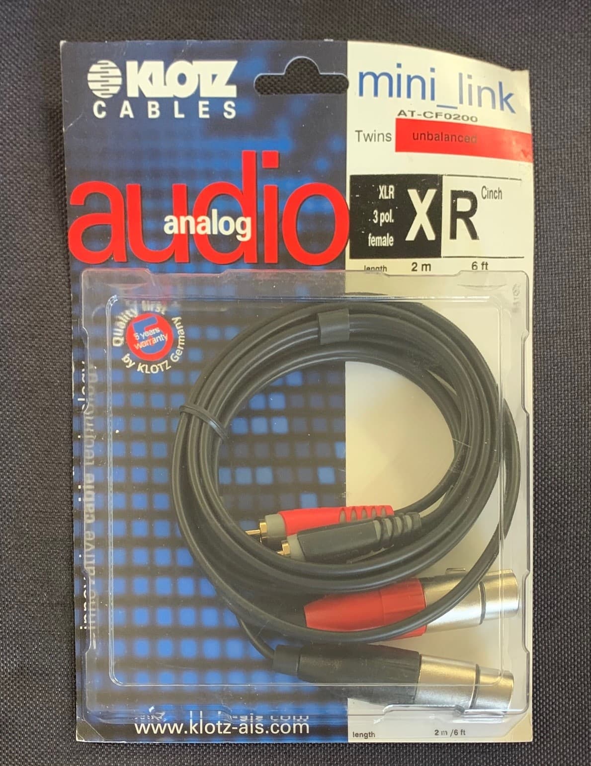 KLOTZ MINI LINK Câble Audio Analogique Stéréo XLR F / RCA Longueur 2 Mètres