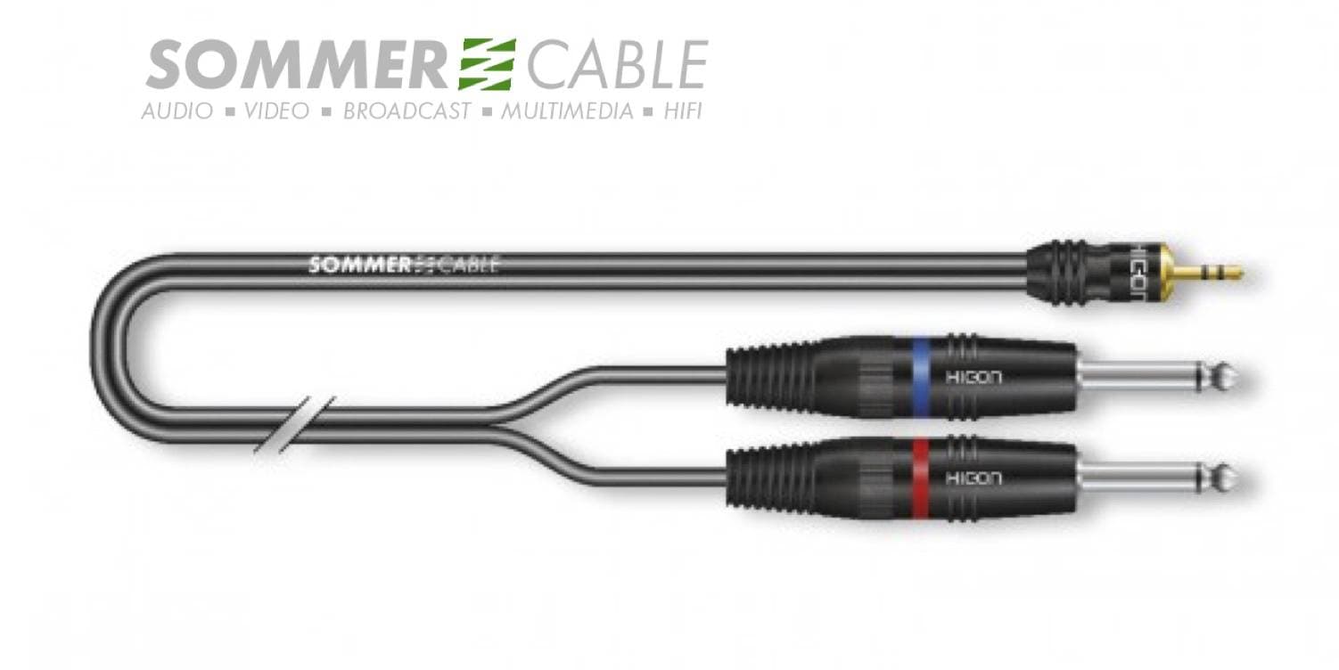 SOMMERCABLE SPLIT STEREO SC-ONYX Patch Câble 1 Mini-Jack/2 JACK Mono HICON — Longueur (cm): 100