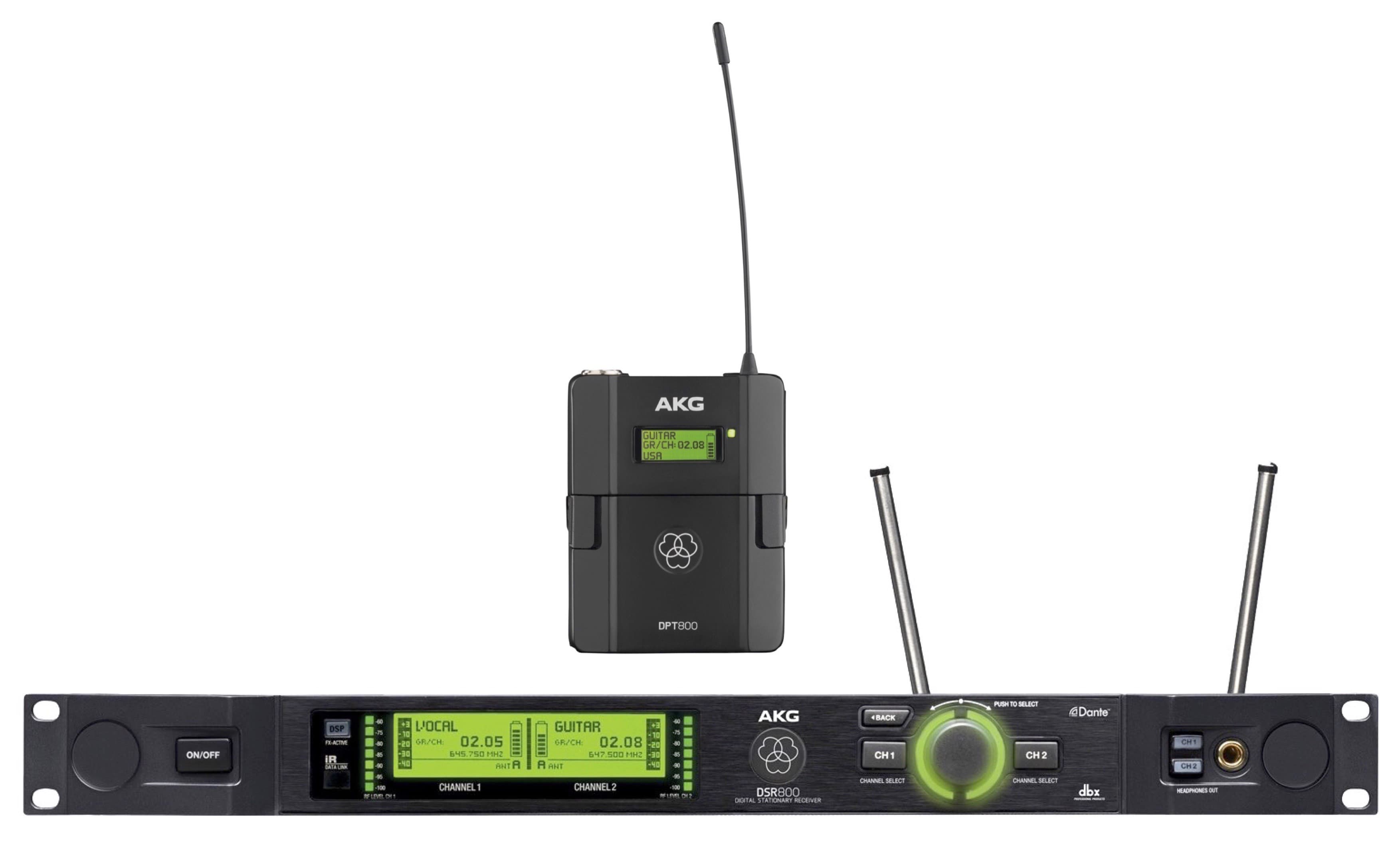 AKG DMS800 SET DPT Système Numérique Sans Fil Avec Émetteur de Poche DPT800 & Récepteur DSR800