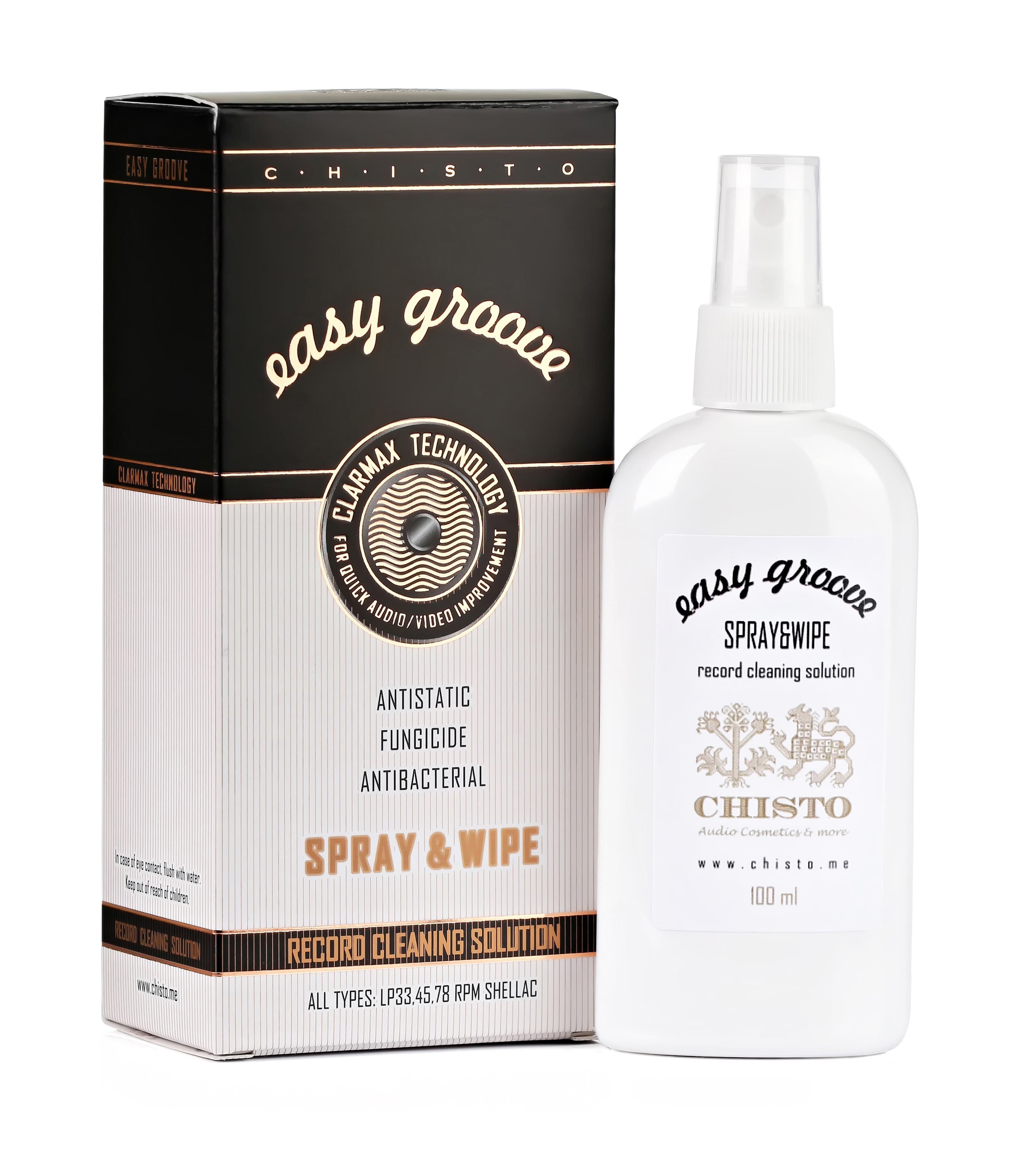 CHISTO EASY GROOVE Spray & Wipe Liquide Nettoyant pour Disques Vinyles (y compris 78T Shellac)